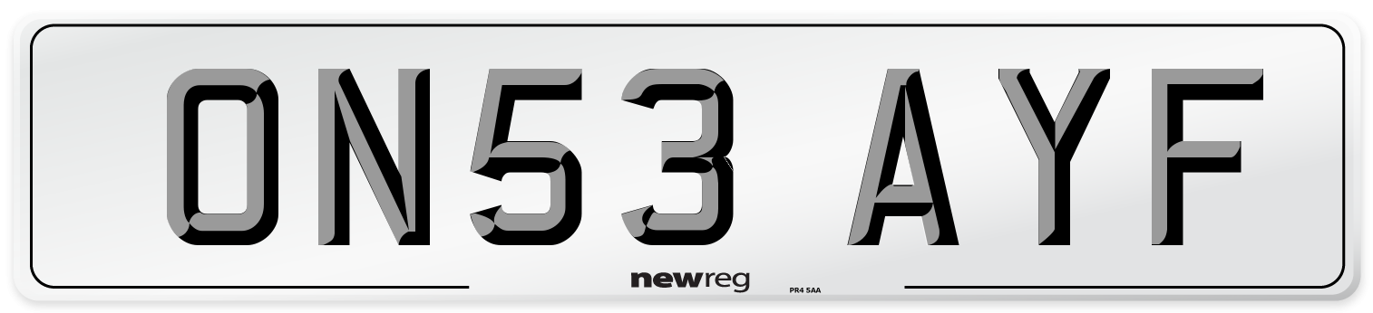 ON53 AYF Number Plate from New Reg